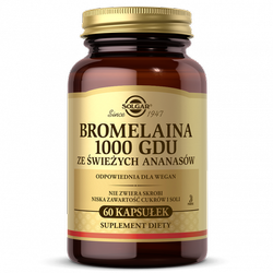 SOLGAR Bromelaina 1000 GDU ze świeżych ananasów, 60 kapsułek 