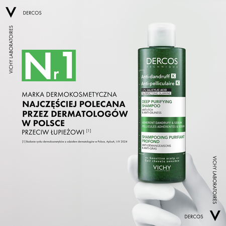 VICHY DERCOS Szampon przeciwłupieżowy K, 250ml │ Data ważności 01/2026 │