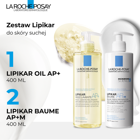 La Roche-Posay Lipikar Olejek myjący + Balsam AP+M, 400ml+ 400ml