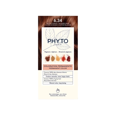PHYTO COLOR No 6.34 Ciemny Miedziany Blond Farba do włosów ( 50 ml+ 50 ml +12 ml) 