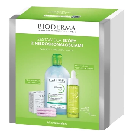 Bioderma Sebium Zestaw H20 Woda Micelarna + Serum + płatki, 500ml + 30ml +3szt            