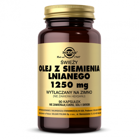 SOLGAR Olej z siemienia lnianego 1250 mg, 90 kapsułek