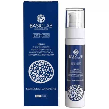 BasicLab Serum z trehalozą 10% i 5% peptydem nawilżenie i wypełnienie 50 ml z pompką