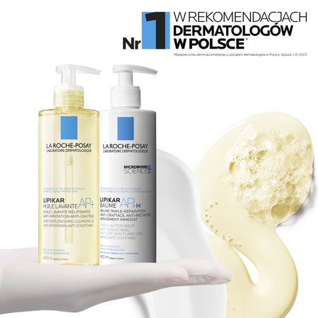 La Roche-Posay Lipikar Olejek myjący + Balsam AP+M, 400ml+ 400ml