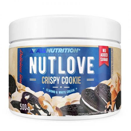 Allnutrition NUTLOVE CRISPY COOKIE śmietankowy krem z kakaowymi ciasteczkami i migdałami, 500g