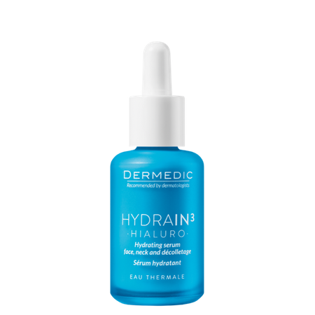 DERMEDIC HYDRAIN 3 HIALURO Serum nawadadniające twarz, szyję i dekolt, 30 ml │ Data ważności 10/2025 │