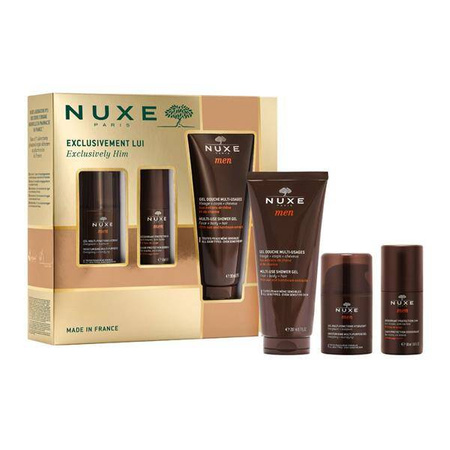 Nuxe Men Żel nawilżający, 50ml + Żel pod prysznic, 200ml +Dezodorant 24H, 50ml