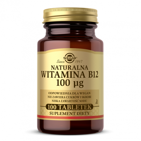 SOLGAR Naturalna witamina B12 100 μg, 100 tabletek