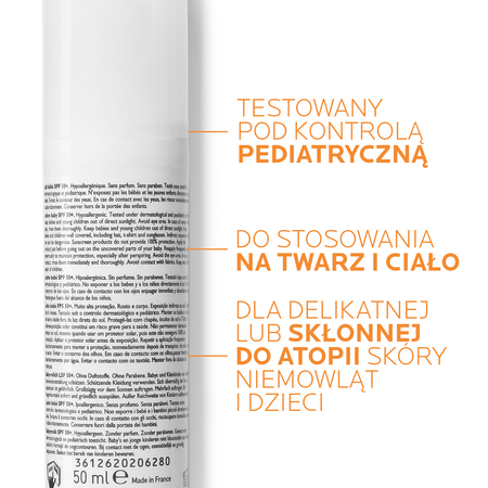 La Roche-Posay Anthelios Dermo-Pediatrics mleczko SPF50+ 50 ml │ Data ważności 02/2026 │