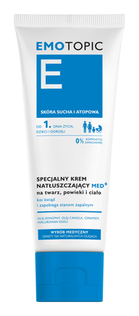 EMOTOPIC Specjalny krem natłuszczający na twarz, powieki i ciało do codziennego stosowania MED+, 75 ml