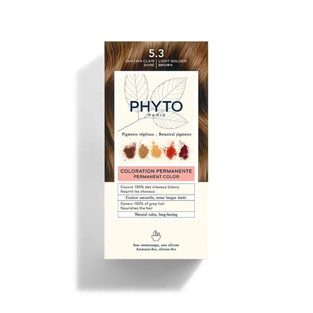 PHYTO COLOR No 5.3 Jasny Złoty Kasztan Farba do włosów, ( 50 ml+ 50 ml +12 ml)