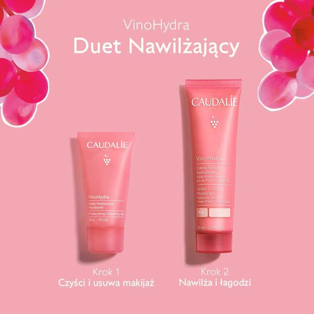 Caudalie VinoHydra Zestaw Nawilżający: Krem Sorbet + Nawilżający żel myjący, (60+30) ml