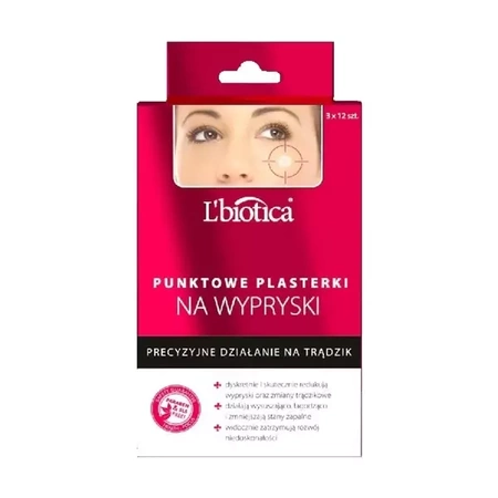 L'BIOTICA Punktowe Plasterki na wypryski, 3x12szt
