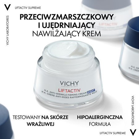 VICHY LIFTACTIV Przeciwzmarszkowy krem ujędrniający z kwasem hialuronowym na noc, 50ml