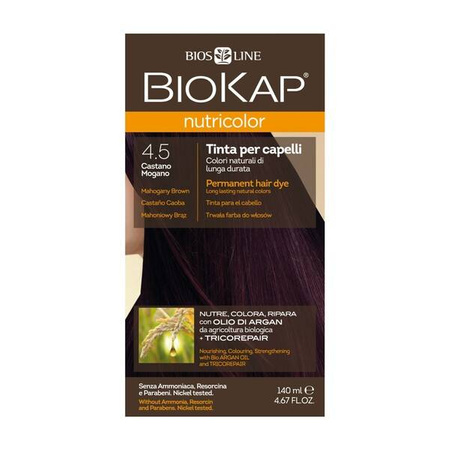 BIOKAP NUTRICOLOR 4.5 Mahoniowy Brąz, 140ml │Data ważności 10/2025 │