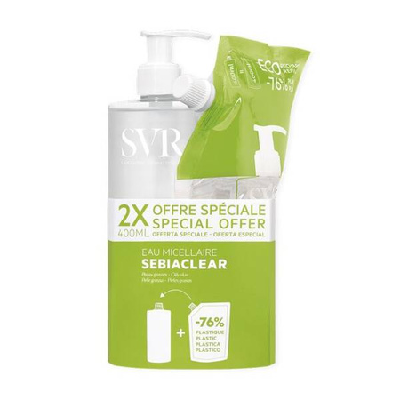 SVR SEBIACLEAR Woda micelarna, 400 ml +  Woda micelarna Refill , 400 ml 