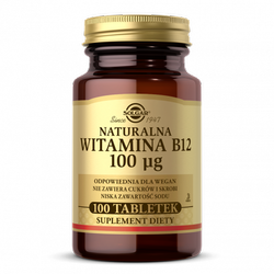 SOLGAR Naturalna witamina B12 100 μg, 100 tabletek