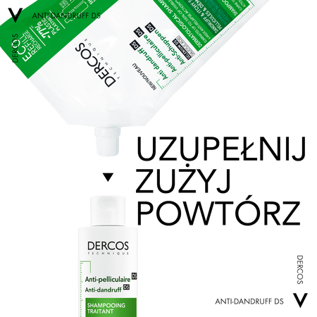 VICHY DERCOS DS Szampon Przeciwłupieżowy Włosy normalne i przetłuszczające REFILL, 500ml