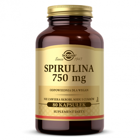 SOLGAR Spirulina 750 mg, 80 kapsułek