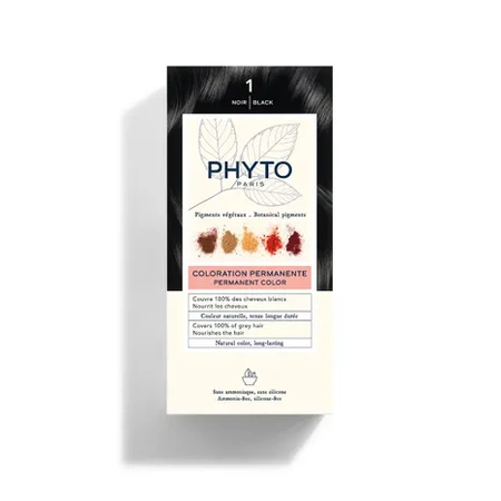 PHYTO COLOR No 1 Czarny - Farba do włosów, ( 50 ml+ 50 ml +12 ml)