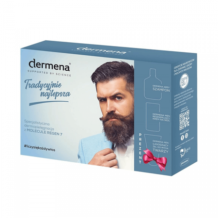 DERMENA GREY Szampon+ Krem na noc+Żel do mycia (200ml+50ml+150ml)