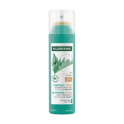 Klorane Suchy Szampon z pokrzywą i witaminą E do włosów ciemnych, 150ml
