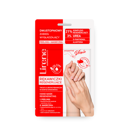Lirene Rękawiczki regenerujące – Dwustopniowy zabieg wygładzający: peeling + maseczka, 1 szt.