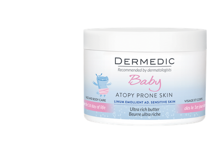 DERMEDIC LINUM EMOLIENT BABY Masło intensywnie natłuszczające do twarzy i ciała,  225 ml
