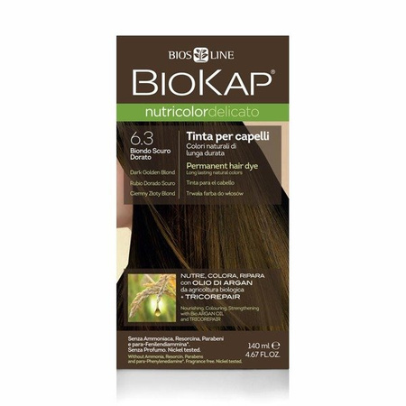 BIOKAP NUTRICOLOR DELICATO 6.3 Ciemny Złoty Blond, 140ml