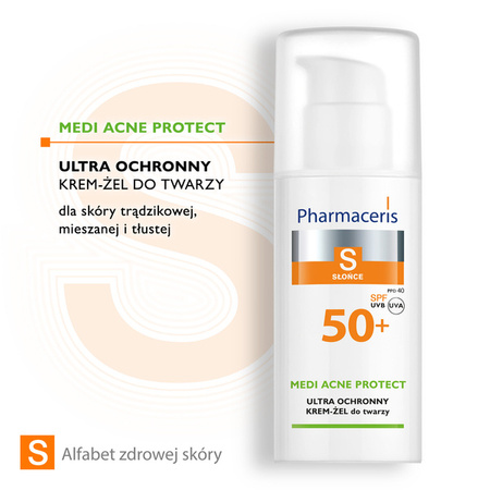 PHARMACERIS S Ochronny Krem- żel SPF50+ dla skóry trądzikowej, mieszanej i tłustej, 50ml