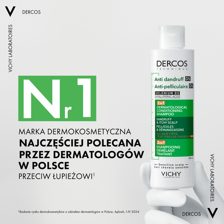 Vichy Dercos Przeciwłupieżowy 2w1 Dermatologiczny szampon, 200ml