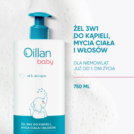 Oillan Baby Żel do kąpieli 3w1, 750ml