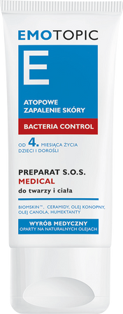 EMOTOPIC BACTERIA CONTROL Preparat S.O.S. MEDICAL do twarzy i ciała , 30ml