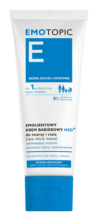  EMOTOPIC EMOLIENTOWY KREM BARIEROWY MED+ do twarzy i ciała [ręce, łokcie, kolana] 75 ml