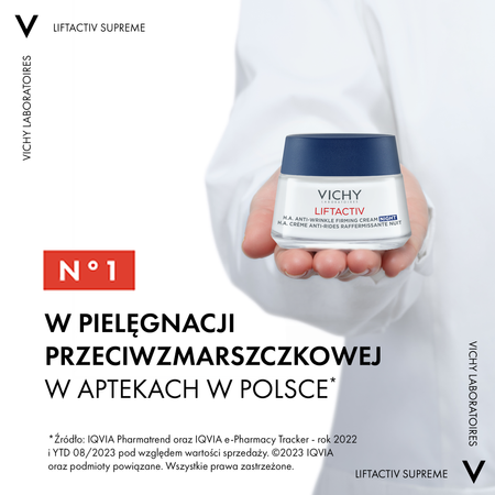 VICHY LIFTACTIV Przeciwzmarszkowy krem ujędrniający z kwasem hialuronowym na noc, 50ml