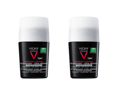 Vichy Homme Dezodorant Kulka Antypersperspirant 72 h, Duopak 2 x 50ml