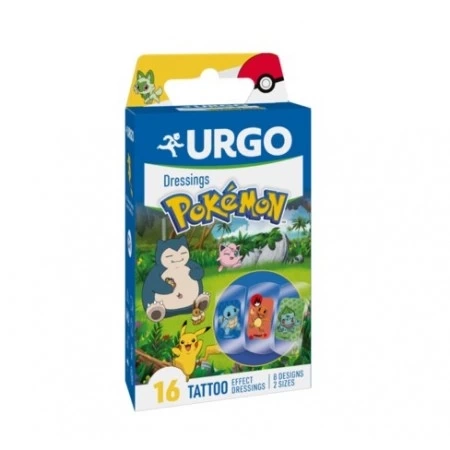 Urgo Pokemon Tattoo Dressings Zestaw plastrów, 16 sztuk