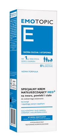 EMOTOPIC Specjalny krem natłuszczający na twarz, powieki i ciało do codziennego stosowania MED+, 75 ml