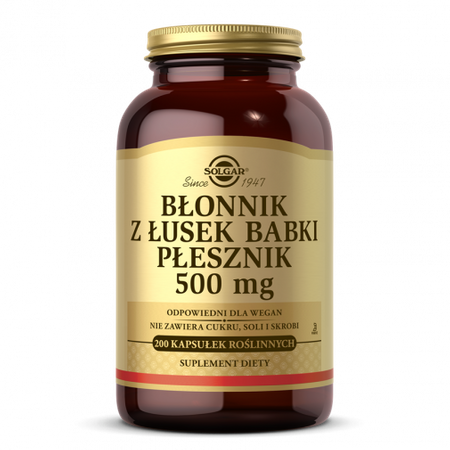 SOLGAR Błonnik z łusek babki płesznik 500 mg, 200 kapsułek
