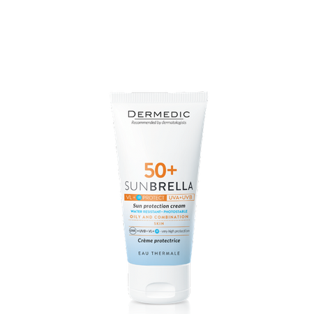DERMEDIC SUNBRELLA Krem ochronny SPF 50+ UV+IR+VL skóra tłusta i mieszana,50 ml ( Data ważności 11/2025 )