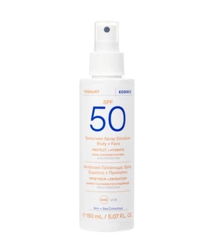 Korres Jogurtowa emulsja przeciwsłoneczna w sprayu do ciała i twarzy SPF50, 150ml