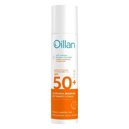 Oillan ochronna mgiełka przeciwsłoneczna z filtrem SPF50,75 ml