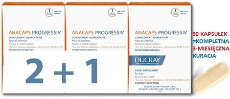 DUCRAY Anacaps Progressiv, 90 (3x30) kapsułek