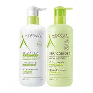 A-DERMA Xera-Mega Confort Krem odżywczy 400 ml+ Oczyszczający krem 400 ml