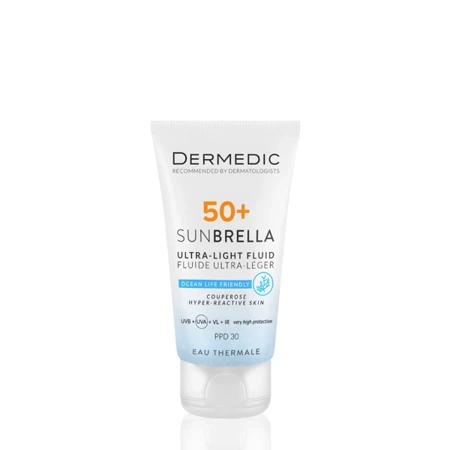 Dermedic Sunbrella  Ultralekki krem ochronny SPF 50+ dla skóry naczyniowej i nadreaktywnej, 40ml