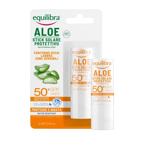 EQUILIBRA Aloesowy Sztyft przeciwsłoneczny SPF50+ UVA UVB, 12ml