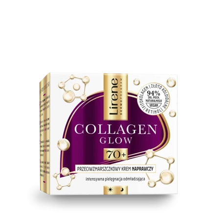 LIRENE COLLAGEN GLOW 70+ Przeciwzmarszczkowy krem naprawczy 70+, 50 ml