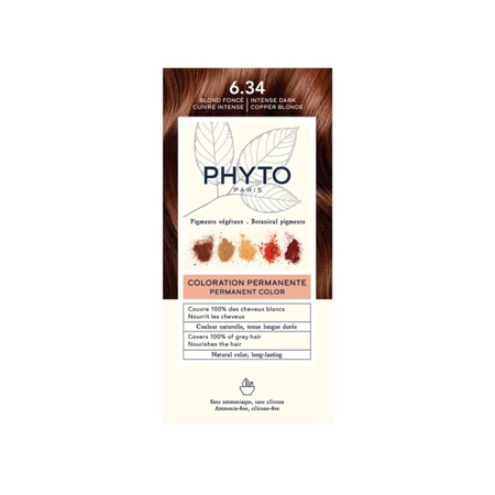 PHYTO COLOR No 6.34 Ciemny Miedziany Blond Farba do włosów ( 50 ml+ 50 ml +12 ml) 