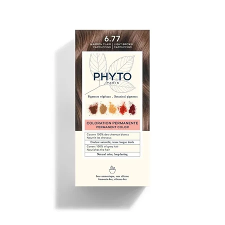 PHYTO COLOR No 6.77 Jasne Brązowe Capuccino - Farba do włosów, ( 50 ml+ 50 ml +12 ml)