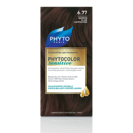 PHYTOCOLOR SENSITIVE 6.77Jasne Brązowe Cappuccino- Farba do włosów, (60ml+60 ml+12 ml)